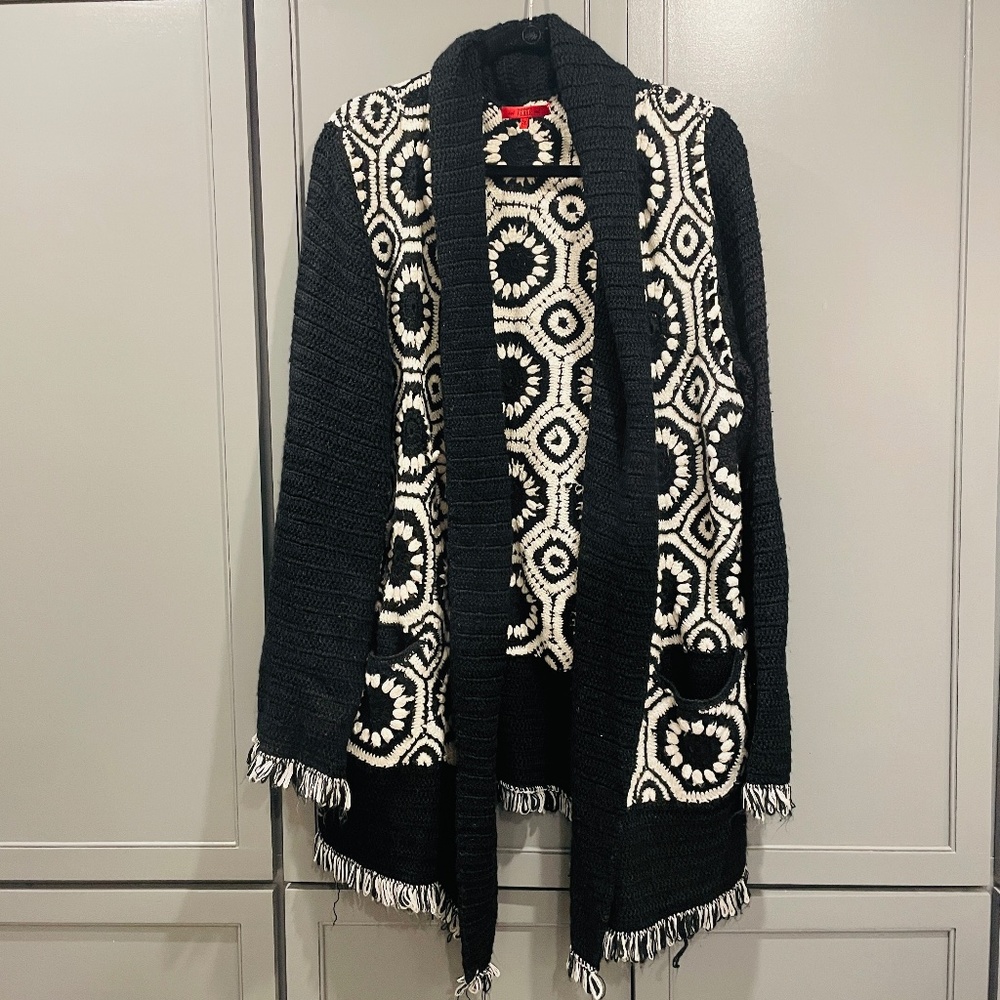 Vintage Gianfranco Ferrer black and white cardigan sweater, XXL